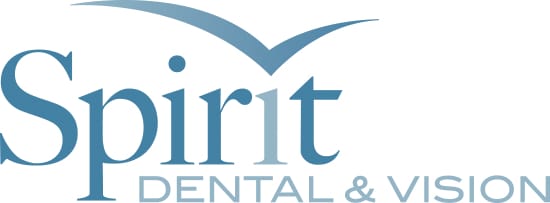 A blue and white logo of spirit dental & orthodontics