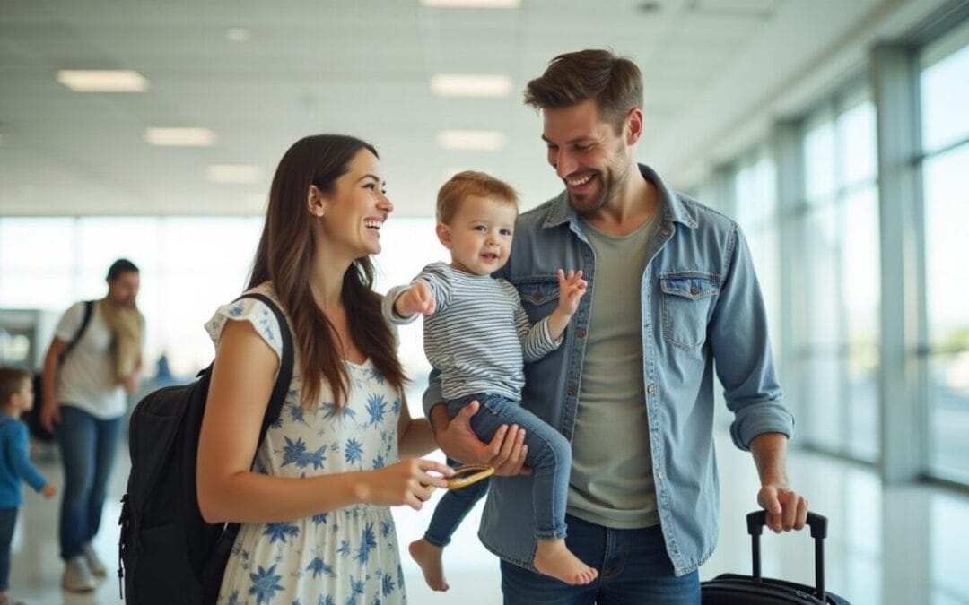 A family in an airport