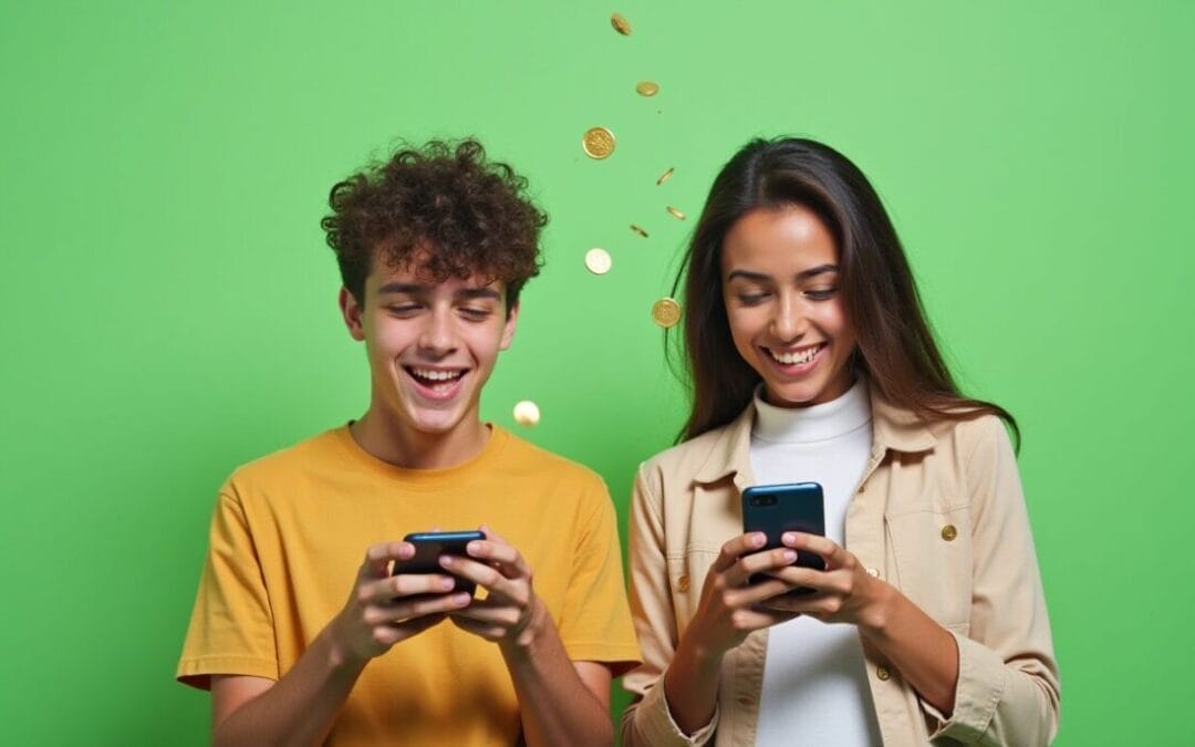 Young people on their phones.